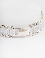 Silver Plated Cubic Zirconia Round & Baguette Bracelet