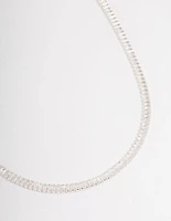 Silver Plated Cubic Zirconia Baguette Cup Chain Necklace