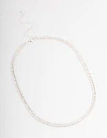 Silver Plated Cubic Zirconia Baguette Cup Chain Necklace