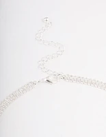 Silver Plated Cubic Zirconia Baguette Cup Chain Necklace