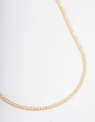 Gold Plated Fine Cubic Zirconia Cupchain Tennis Necklace