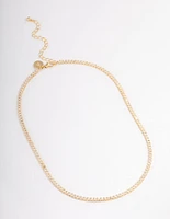 Gold Plated Fine Cubic Zirconia Cupchain Tennis Necklace