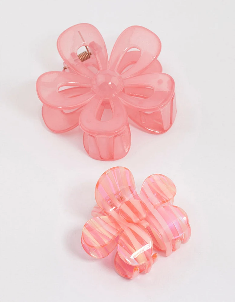 Pink Retro Flower Hair Claw Clip