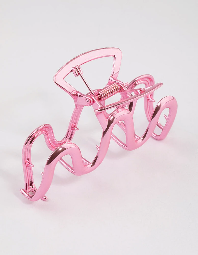 Coated Pink Metallic Swirl Hair Claw Clip