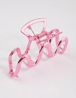 Coated Pink Metallic Swirl Hair Claw Clip