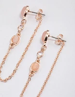 Rose Gold Chain Thread Through Rose Quartz Earrings