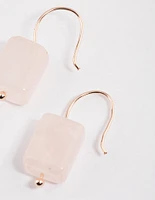 Rose Gold Curb Rose Quartz Drop Earrings