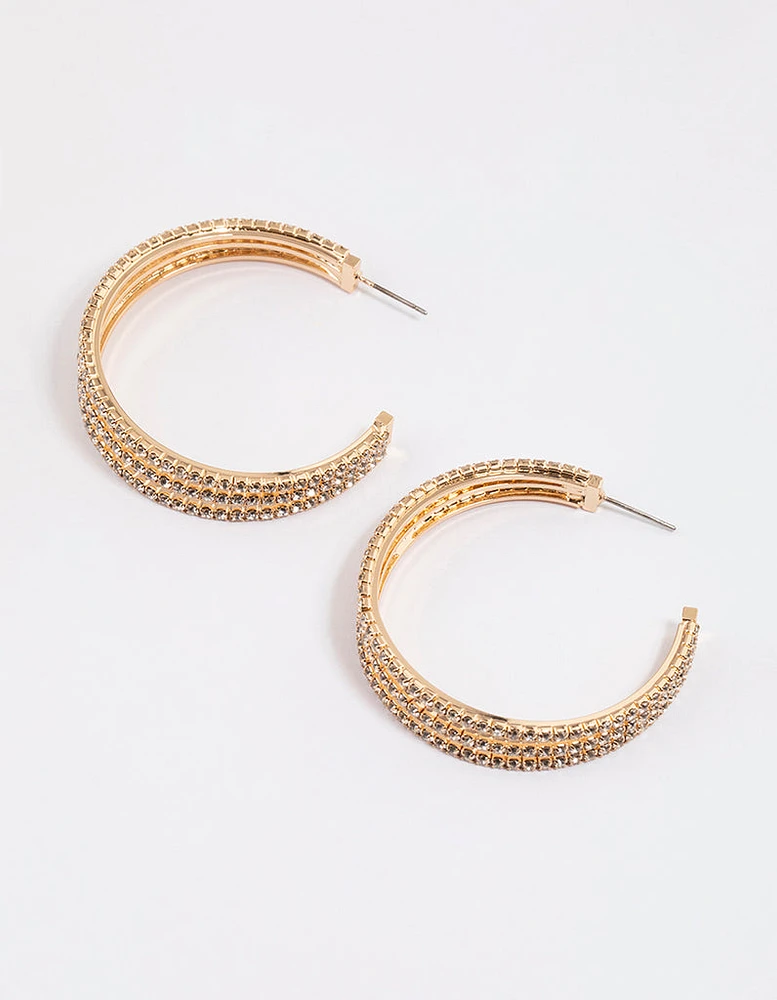 Gold Triple Illusion Statement Hoop Earrings