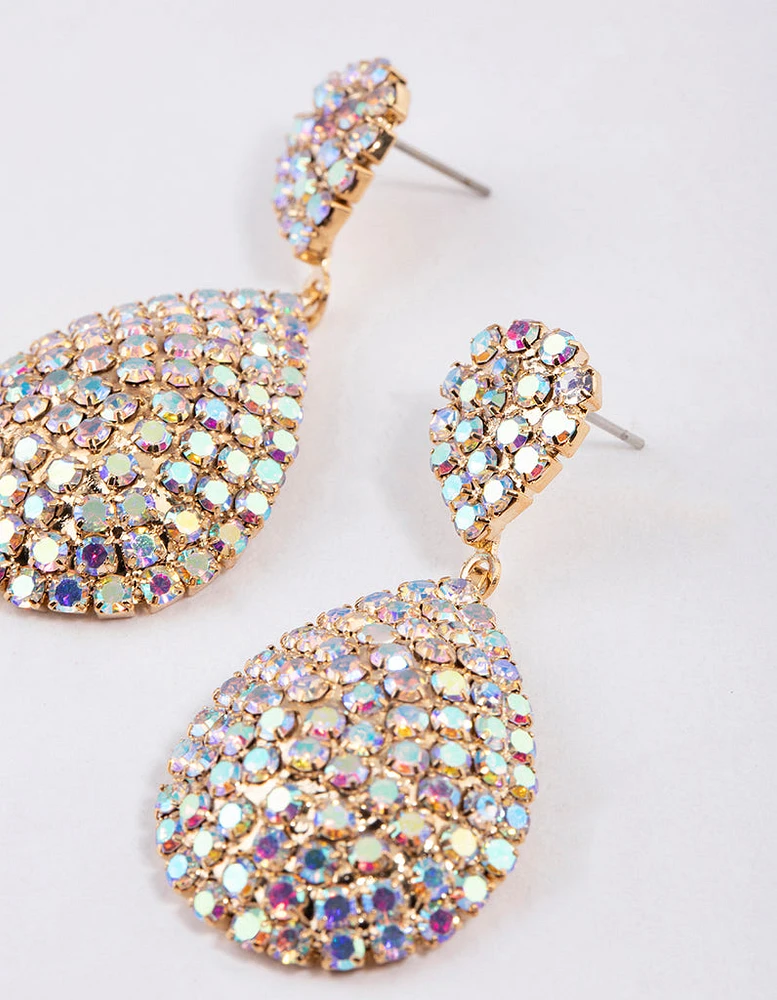 Gold Dazzling Pear Drop Earrings