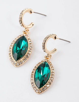 Gold Single Navet Drop Earrings