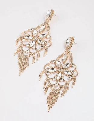 Gold Statement Glam Drop Earrings