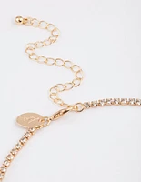 Gold Teardrop Surrounded Earrings & Necklace Set