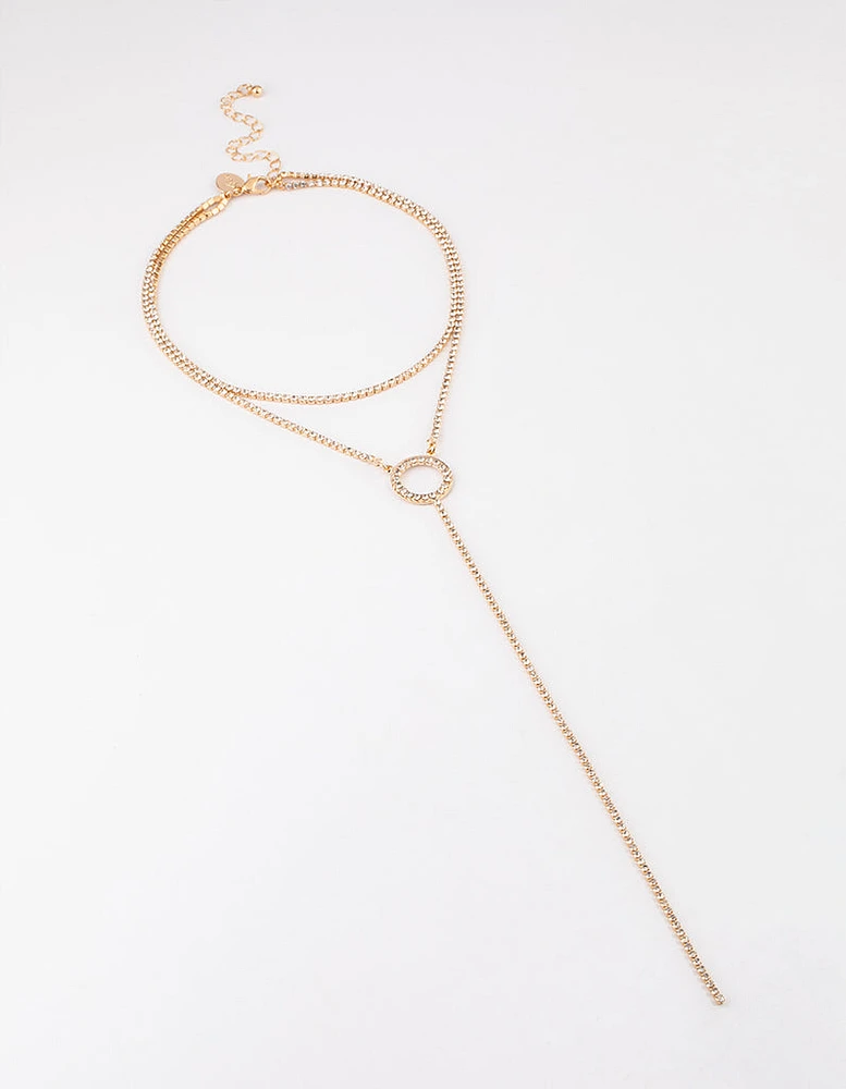 Gold Cup Chain Y-Neck Choker