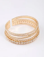 Gold Criss Cross Circle Cup Chain Bangle