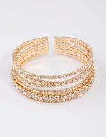 Gold Criss Cross Circle Cup Chain Bangle