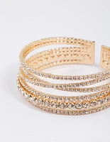 Gold Criss Cross Circle Cup Chain Bangle