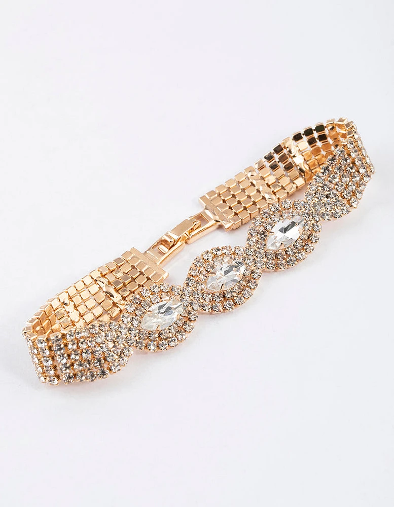 Gold Marquise Bling Bracelet