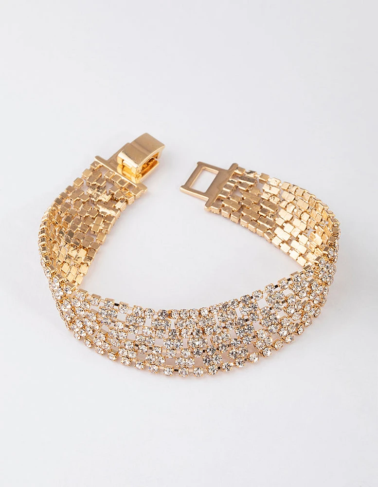 Gold Ultra Bling Cup Chain Bracelet