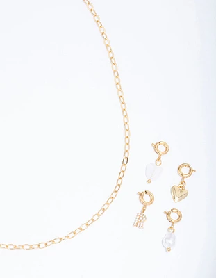 Letter 'R' Gold Plated Initial Customisable Charm Necklace