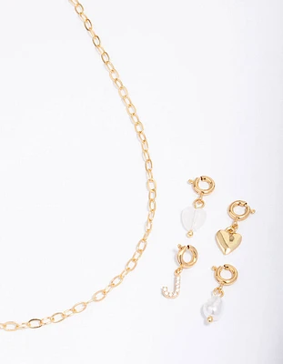 Letter 'J' Gold Plated Initial Customisable Charm Necklace