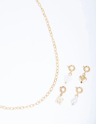 Letter 'M' Gold Plated Initial Customisable Charm Necklace