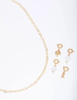 Letter 'E' Gold Plated Initial Customisable Charm Necklace