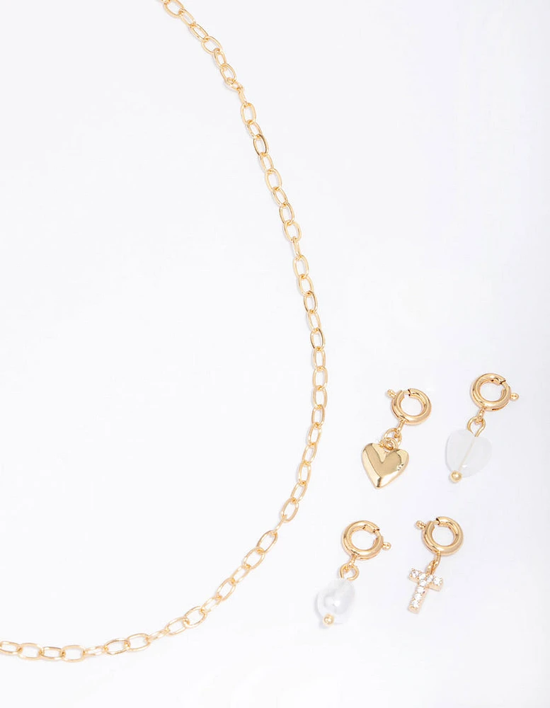 Letter 'T' Gold Plated Initial Customisable Charm Necklace