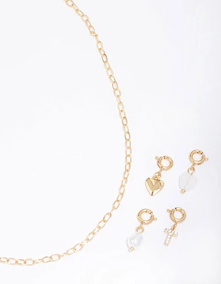 Letter 'T' Gold Plated Initial Customisable Charm Necklace