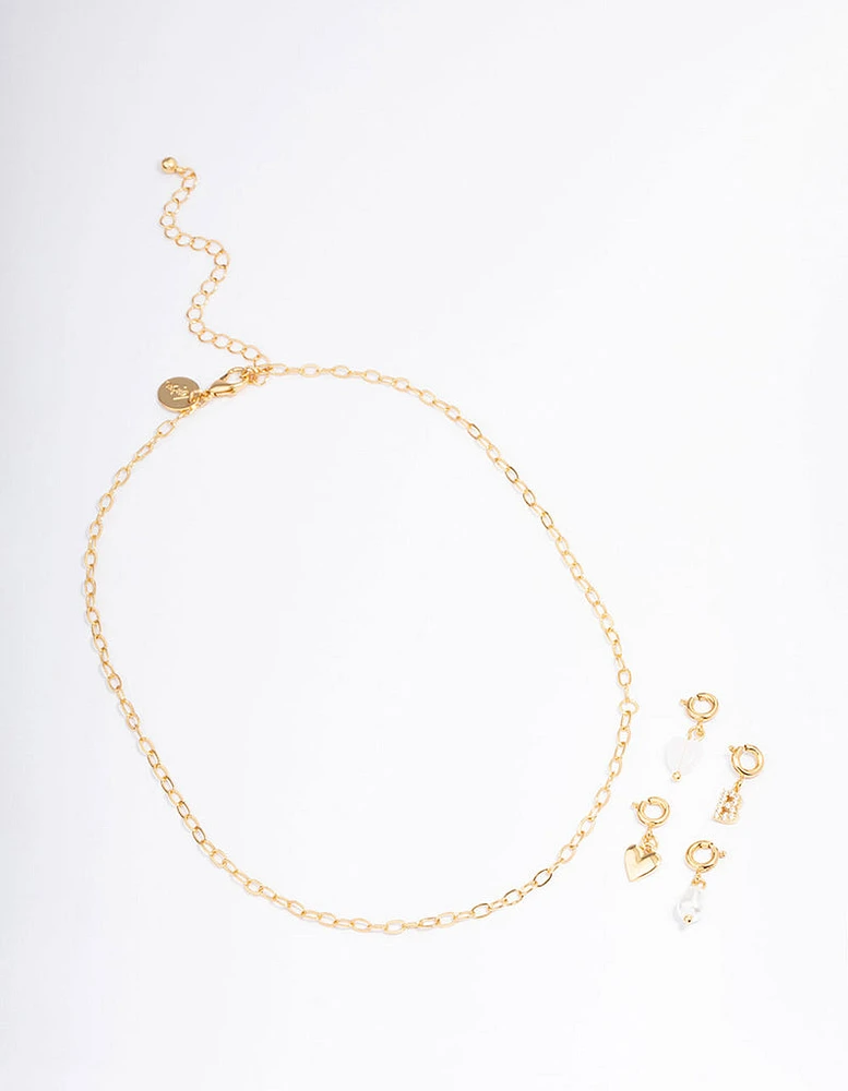 Letter 'B' Gold Plated Initial Customisable Charm Necklace