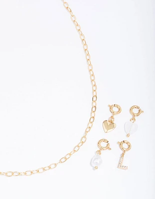 Letter 'L' Gold Plated Initial Customisable Charm Necklace