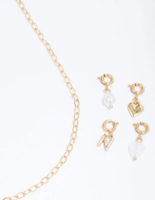 Letter 'N' Gold Plated Initial Customisable Charm Necklace