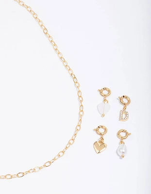 Letter 'D' Gold Plated Initial Customisable Charm Necklace