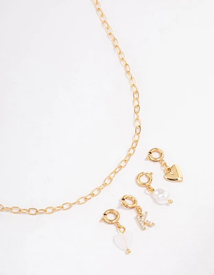 Letter 'K' Gold Plated Initial Personalised Charm Necklace