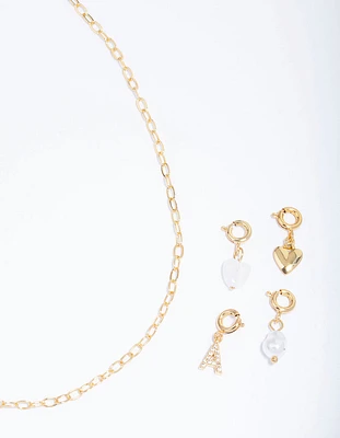 Letter 'A' Gold Plated Initial Customisable Charm Necklace