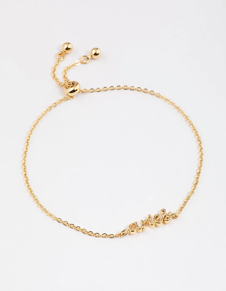 Gold Plated Aries Script Bracelet