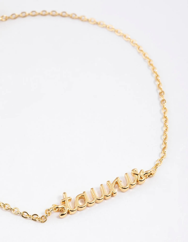 Gold Plated Taurus Script Bracelet