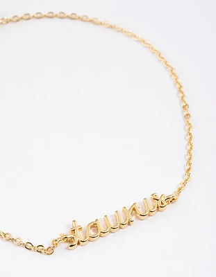 Gold Plated Taurus Script Bracelet