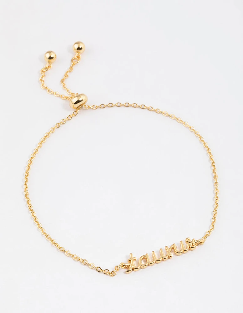 Gold Plated Taurus Script Bracelet