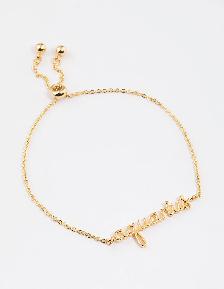 Gold Plated Aquarius Script Bracelet