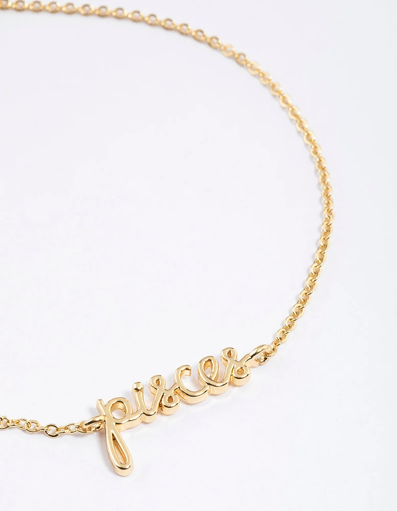 Gold Plated Pisces Script Bracelet