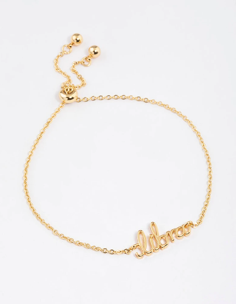 Gold Plated Libra Script Bracelet