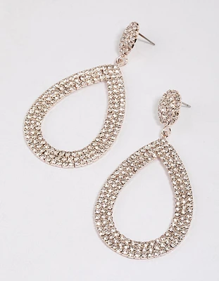 Rose Gold Statement Pear-Shaped Drop Earrings