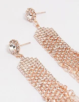 Gold Mixed Diamante & Cup Chain Drop Earrings