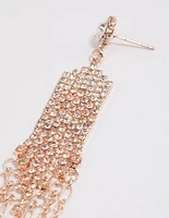 Gold Mixed Diamante & Cup Chain Drop Earrings