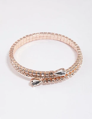 Rose Gold Wrapped Pear Stone Bangle