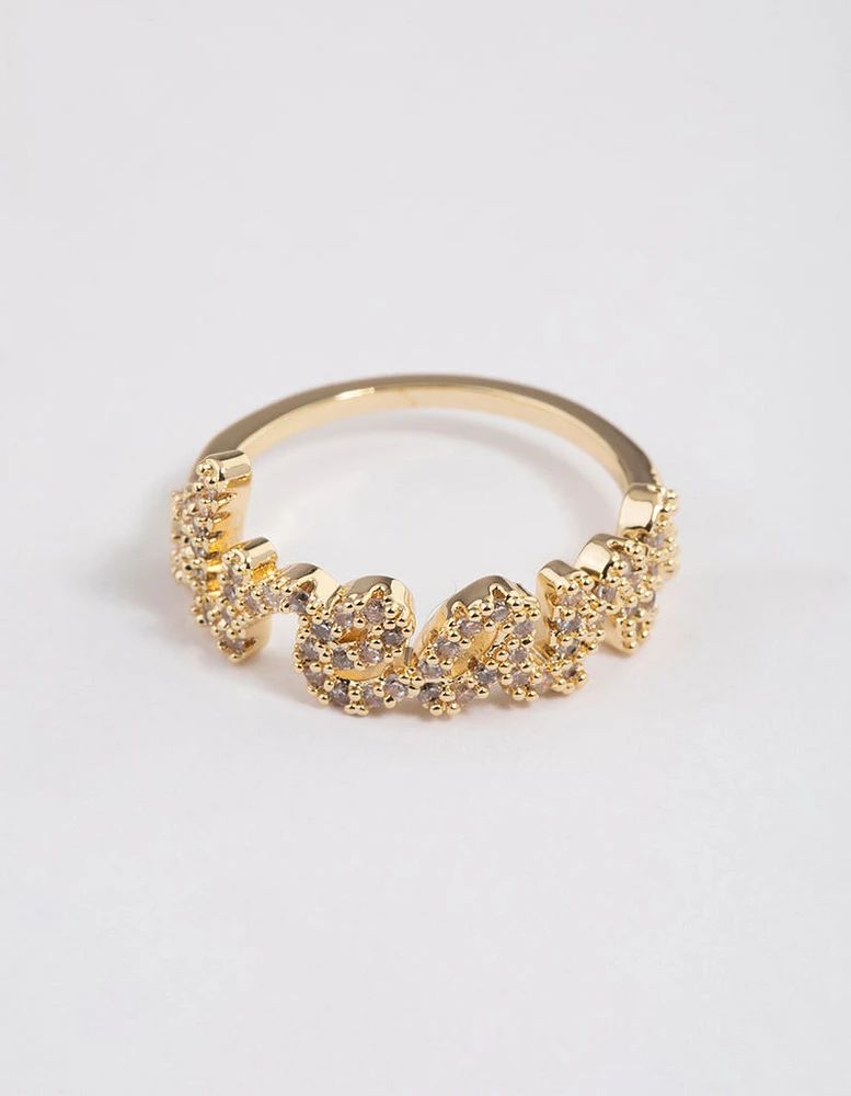 Gold Plated Dream Script Ring