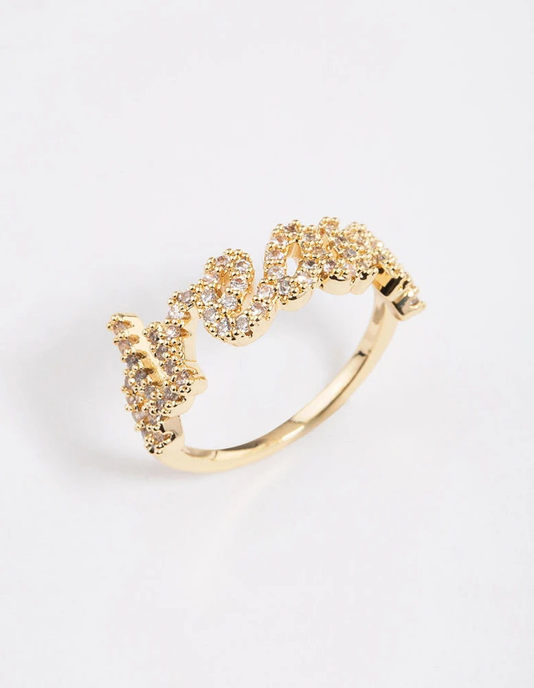 Gold Plated Dream Script Ring