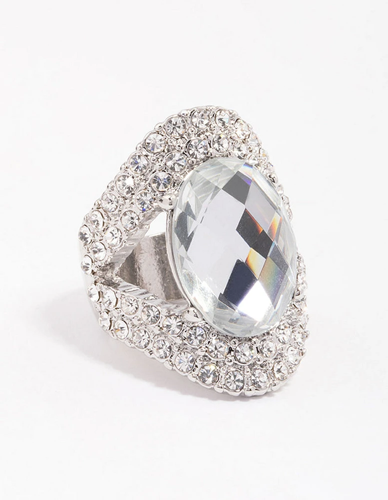 Silver Elegant Oval Statement Ring