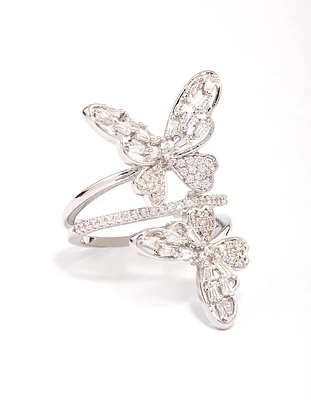 Silver Double Butterfly Ring