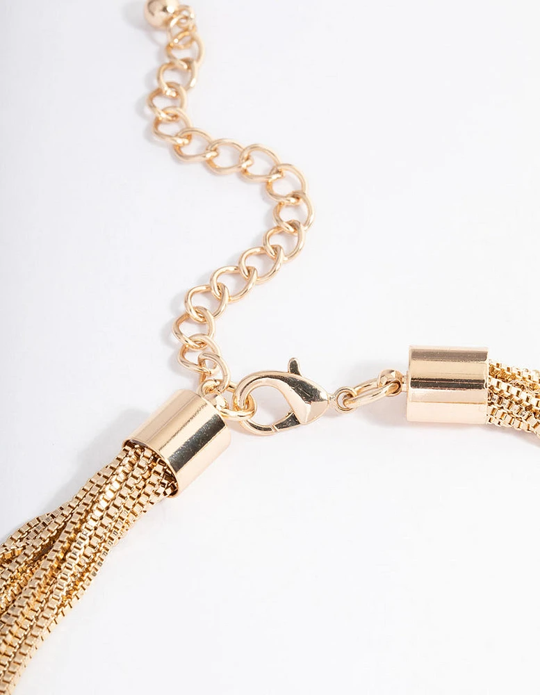 Gold Multi Chain Statement Ball Necklace